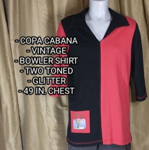 Copa Cabana Vintage Red & Black Bowler Top. Size Medium.